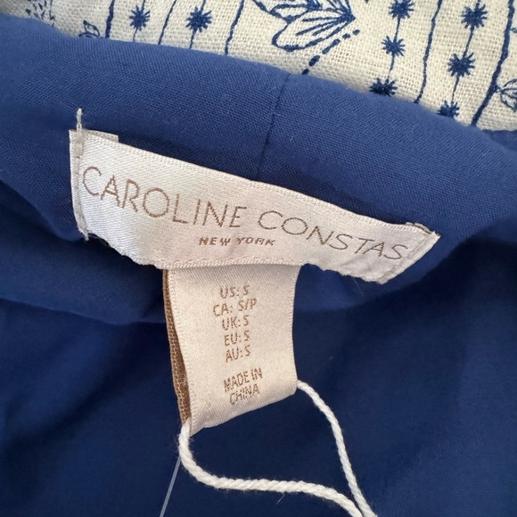 Caroline Constatas- NWT Blue and White Paisley Quilted Longsleeve Cropped Jacket - Picture 6 of 6